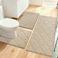 thumbnail image 2 of Findosom Bathroom Rugs Sets 3 Pcs,Non Slip Soft Absorbent Microfiber Bath Mats and U-Shaped Contour Toilet Rug,Machine Washable Plush Shaggy Bath Mat Set for Bathroom 18"x26"+18"x48"+U 20"x24" Beige, 2 of 9