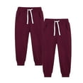 thumbnail image 2 of fnnxnal Little Boys 5T Wine Jogger Pants - 2-Pack 100% Polyester Elastic Waist with Drawstring, Quick-Drying Activewear for School/Play, 2 of 3