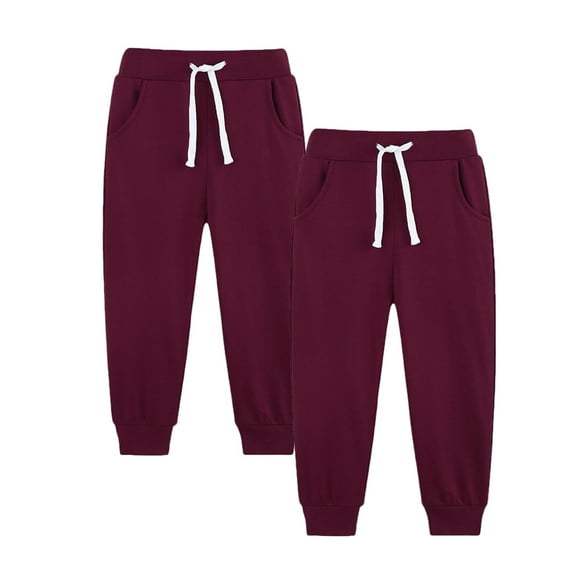 Ugoldhm Boys' Comfort Jogger Pants - 2 Pack Fall Winter Athletic Running Sweatpants, Sizes 5-14 Years