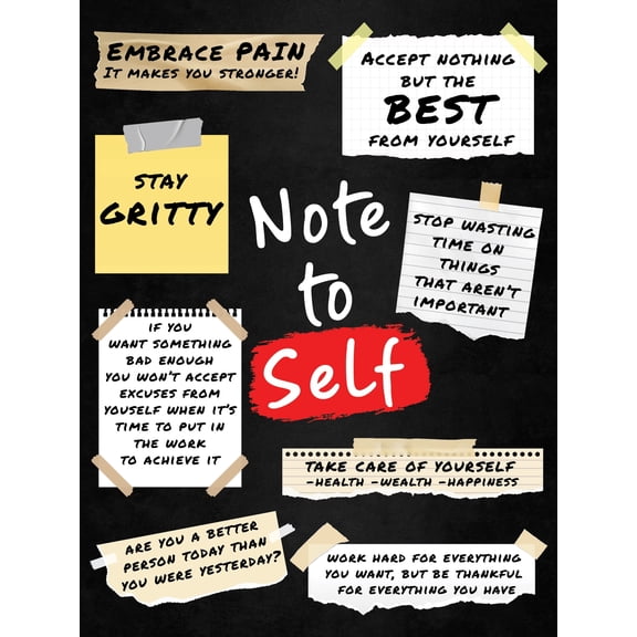 HoneyKICK Note to Self Inspirational Wall Art - 12x16 Cardstock Print - Motivational Posters for Bedroom, Office