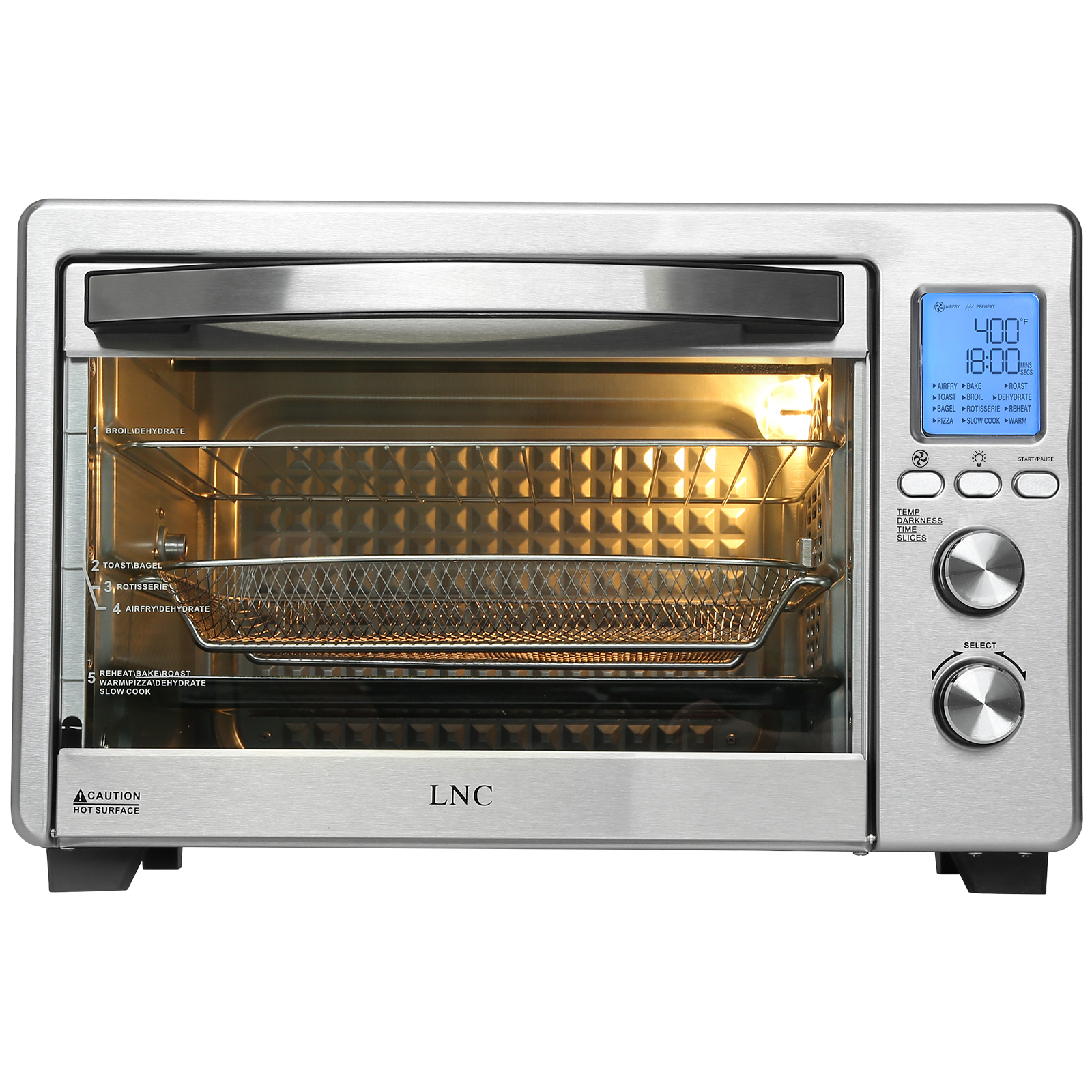 Air Fryer Toaster Oven 12-in-1 Countertop Oven with Speedy Convection, Large 34 QT Capacity, 1750W, Stainless Steel - Black