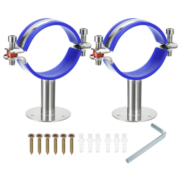 Unique Bargains 2Pack Pipe Supports Adjustable Pipe Bracket Clamp Pipe Strap for 70-76mm Pipe