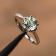 thumbnail image 2 of genuine natural green amethyst ring engagement ring oval cut solid sterling silver ring green gemstone ring, 2 of 2