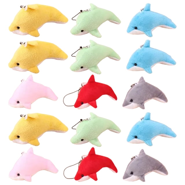 25 uds llaveros de delfines de dibujos animados colgantes decorativos de delfines colgantes de bolsa de felpa