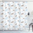 thumbnail image 1 of Ambesonne Christmas Shower Curtain, Winter Retro Forest, 69"Wx75"L, Brown Blue, 1 of 3