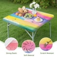 thumbnail image 4 of Colorful Watercolor Stripe Pattern Square Fitted Tablecloth with Elastic Edge,Square Table Cover,Washable Elastic Table Cover for Home Kitchen Party Decor 34"x34", 4 of 6