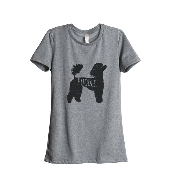 Thread Tank Poodle Dog Silhouette Women's Relaxed Crewneck T-Shirt Tee Heather Grey Small