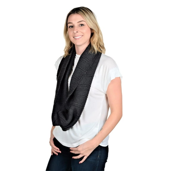 RWB Women's Ribbed Knit Infinity Circle Loop Cold Weather Scarf Charcoal