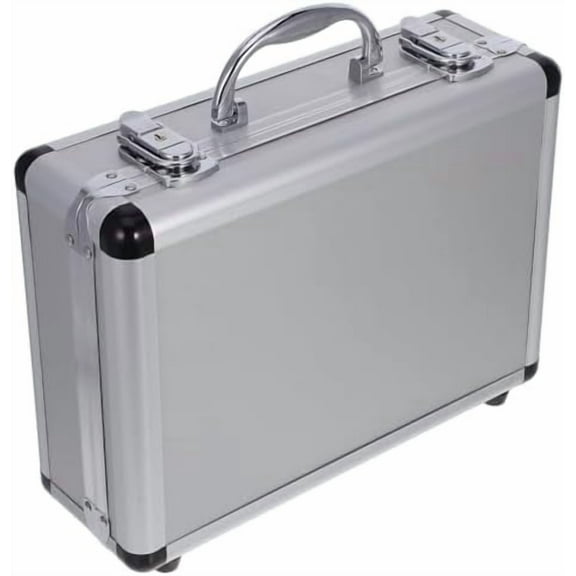 12.5in Silver Aluminum Briefcase with Lock, Aluminum Briefcase for Men or Women, Metal Hard Case with Foam for Travelers Luggage Craftsman Travel Cash (12.5x9x4.3 Inch)
