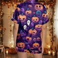 thumbnail image 6 of Halloween Pjs Women Two Piece Silk Satin Soft Sleepwear Outfits Halloween Printed Womens Shorts Pajama Set Button Up Lounge Sets Fashion Clothing Set, 6 of 7