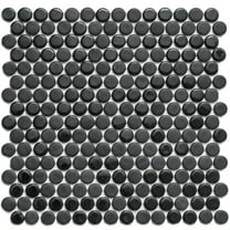 The Tile Life Eterna Penny Black Glass Mosaic Floor & Wall Tile, 4 x 4 in, 1-Piece Sample