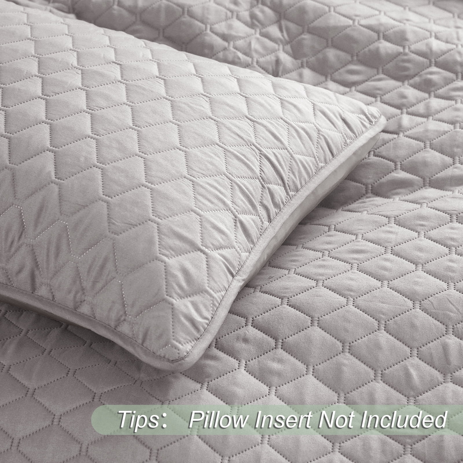 Exclusivo Mezcla King Size Quilt Set, 3-Piece Lightweight King Quilts Soft Bedspreads Bed Coverlets, Light Grey, 104"x96"
