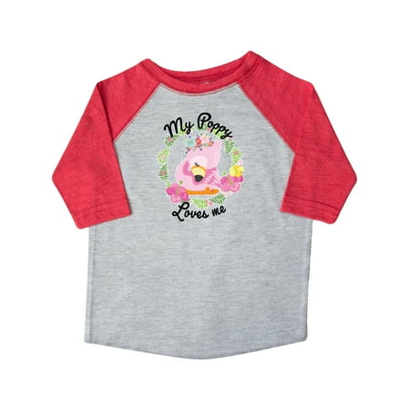 

Inktastic Baby Flamingo My Poppy Loves Me with Flower Wreath Gift Toddler Boy or Toddler Girl T-Shirt
