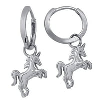 925 Sterling Silver Unisex Horse Animal Dangle Hoop Earrings 25.6x11.7mm Wide Hoop Earring for Women