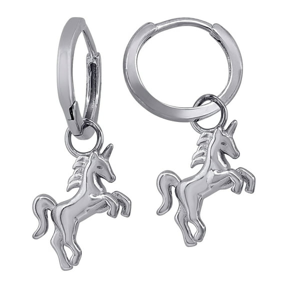 925 Sterling Silver Unisex Horse Animal Dangle Hoop Earrings 25.6x11.7mm Wide Hoop Earring for Women