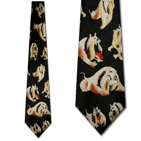 Bulldog Allover (Black) Necktie Mens Tie