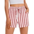 thumbnail image 4 of Womens Cotton Linen Summer Striped Shorts Elastic High Waisted Drawstring Casual Shorts Y2k Beach Vacation Clothes, L, 4 of 4