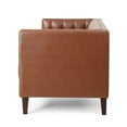 thumbnail image 5 of Noble House Sadlier Faux Leather Tufted 3 Seater Sofa, Cognac Brown, 5 of 8