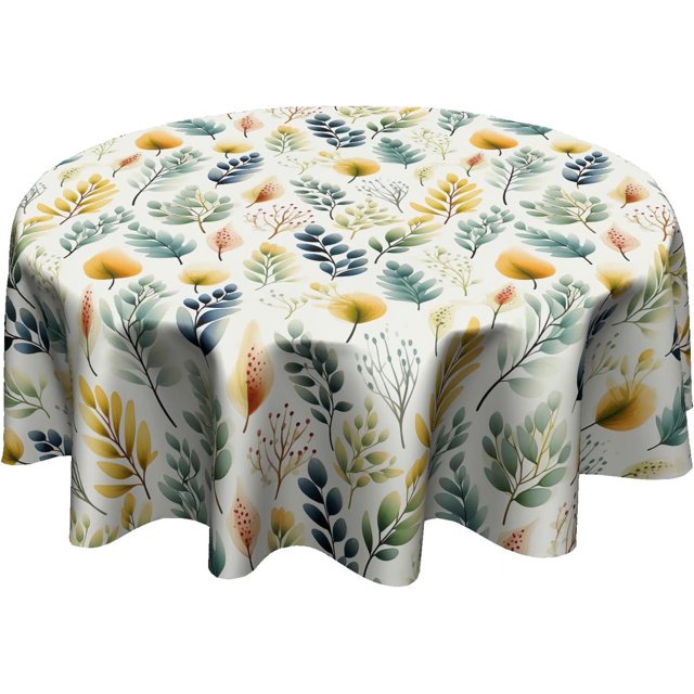 Nappe Ronde Feuille Colorée - Nappe Feuilles Florales Printemps Été Nappes Décoratives pour Cuisine Intérieur Extérieur Pique-Nique Fête