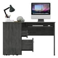 thumbnail image 5 of Depot E-Shop Idra L-Shaped Desk with Keyboard Tray, 2 Drawers, and Open Shelf, Smokey Oak, 5 of 7