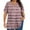 Khaki, variant on Women's Plus Size V Neck Cross Front Short Sleeve Top, Striped Print Casual Blouse, Soft Loose Fit T-Shirt for Summer Daily Wear Casual Outings