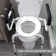 DMI Portable Toilet for Adults, Deluxe Commode For The Elderly, Drop Arm Commode For Easy Transfers, Steel Portable Toilet or Porta Potty, Easy No Tool Assembly, White