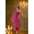 thumbnail image 2 of Elegant Red A-Line Kurta Set With Embroidered neck And Floral Bandhani Print, 2 of 3