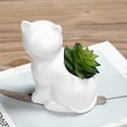 thumbnail image 3 of Mini maceta de cerámica con forma de gato de dibujos animados, para plantas suculentas, soporte para bolígrafos, decoración de escritorio para el hogar y la oficina (blanco), 3 of 7