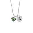 thumbnail image 2 of Delight Jewelry Silvertone Lime Green Cheetah Print Heart Silvertone Script Initial Disc - C - Charm Necklace, 20"+3", 2 of 4