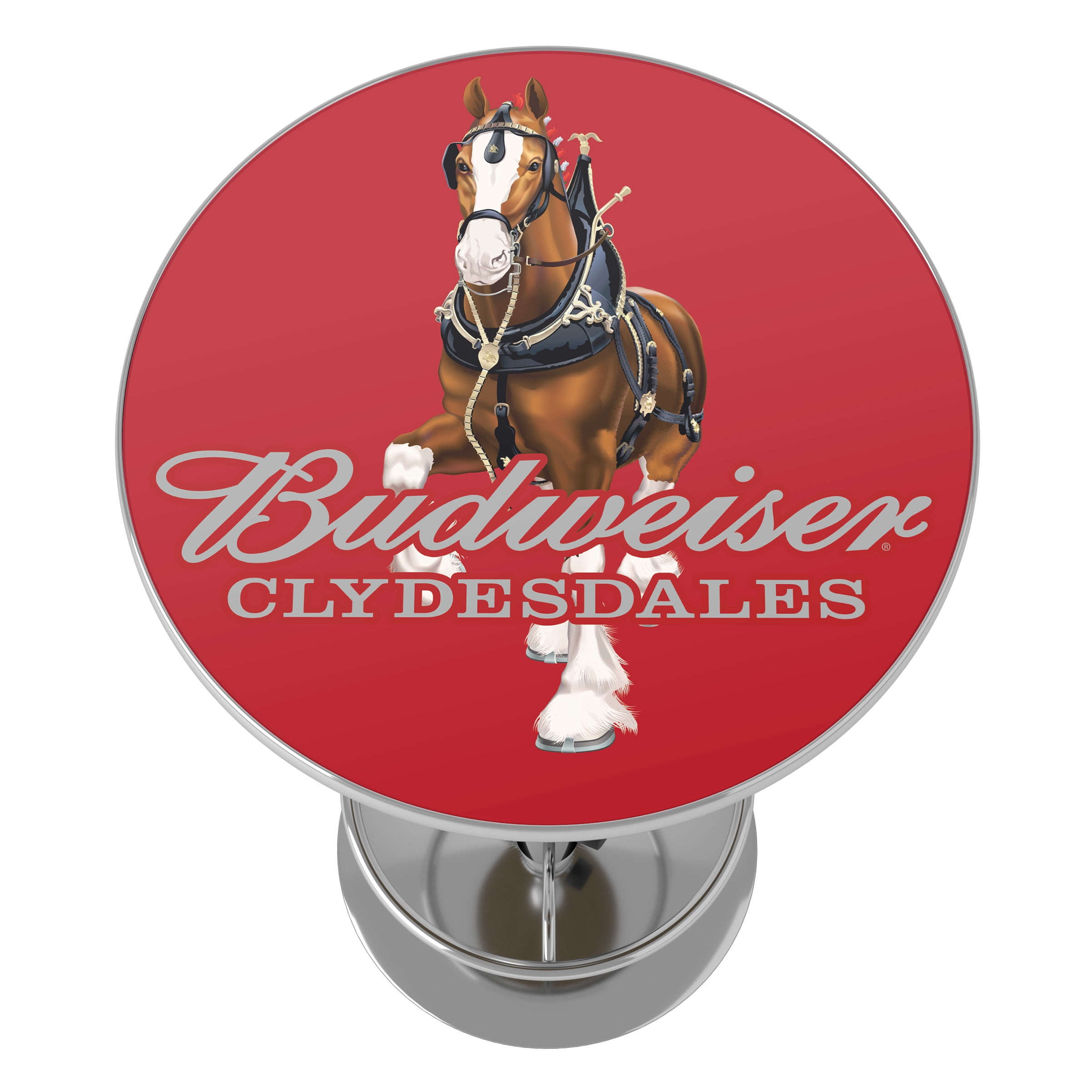 Budweiser Clydesdale Red Bar Table with Adjustable Footrest and Acrylic Top