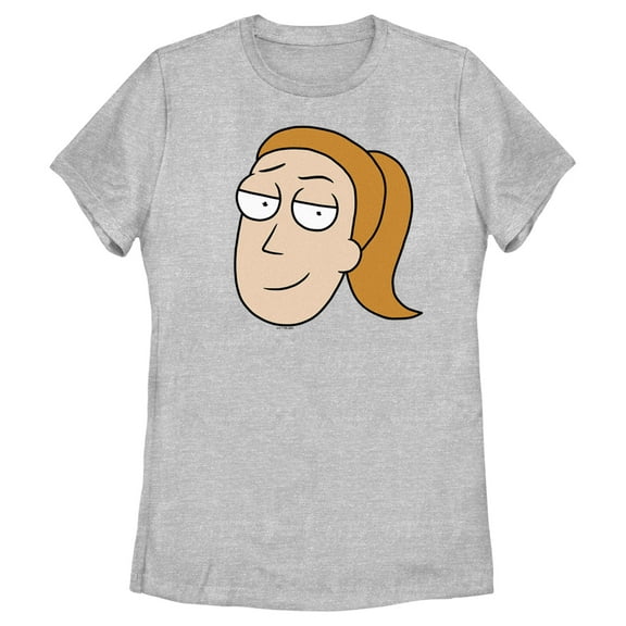 Women's Rick And Morty Smiling Summer Big Head Portrait Graphic Tee Athletic Heather Medium
