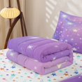 thumbnail image 6 of Manfei Glowing Stars Zipper Full Size Comforter Sets with Fitted Sheet and 2 Pillowcases,Dreamy Purple Gradient Zipper Bedding Set,Colorful Stars Reversible,4pcs, 6 of 8