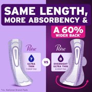Poise Overnight Ultra Thin Incontinence Pads with Wings, 8 Drop Extra Absorbent, 60 Count