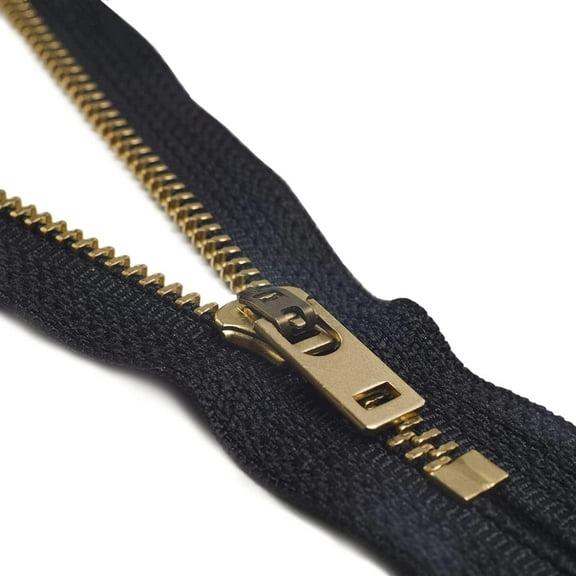 Lakesstory Brass Jeans Sewing Zipper, 9" , Black -1 pcs