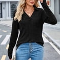 thumbnail image 6 of BLVB Womens V Neck Sweaters Fall Long Sleeve Knit Ribbed Tops Tunic Pullover Sweater Casual Lapel Shirts Blouses, 6 of 7