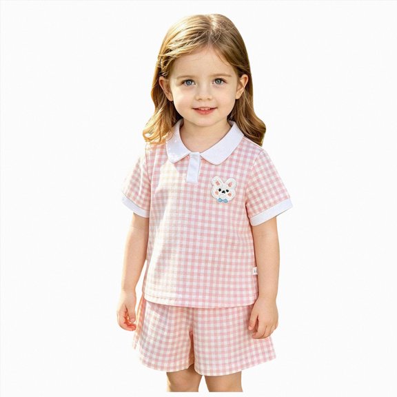 Girls' 2-Piece Summer Outfit 6-12 Months 12-24 Months 2t 3t 4t 5t 6t 7t Children Short Sleeve Graphic T-Shirt And Cargo Shorts Set 18-24 Months
