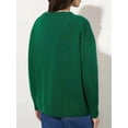 thumbnail image 3 of Women'S Light-Weight Soft Petite Crewneck Solid Plain Sweaters Fall Winter Pullover Jumper Tops Dark Green L, 3 of 4