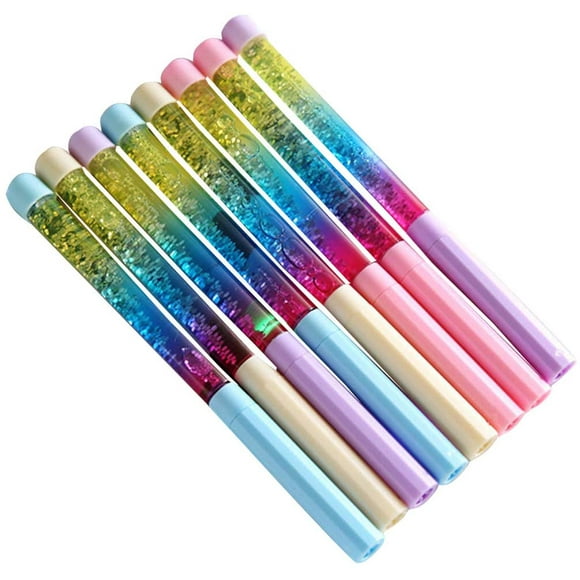 Gel Black Ink Pen,8 Pack Bling Bling Crystal Diamond Fairy Stick,Glitter Liquid Sand Rainbow Writing Pen,Retractable