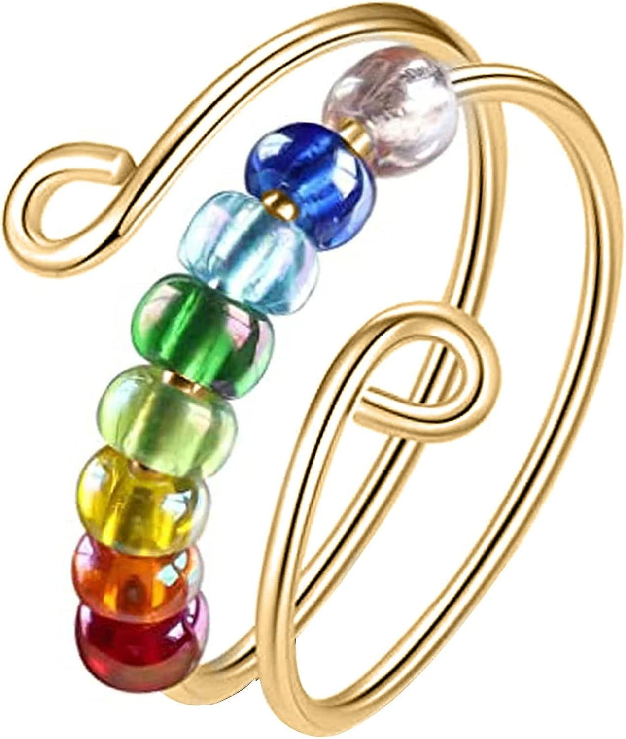 Pack De 2 Anillos Antiestrés Giratorios - Acero Inoxidable, Diseño Estrella Y Luna, Multicolor Y Plata, Para Hombres Y Mujeres