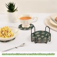 thumbnail image 5 of Yayeee 6 PCS Drink Coasters with Holder Set Woven Absorbent Round Tabletop Hot Pad, Beige Leaves, 5 of 7