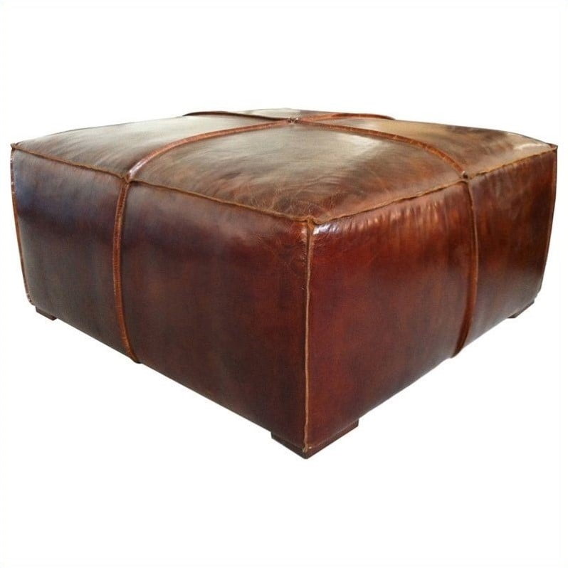 Moe S Stamford Leather Ottoman Coffee Table In Brown