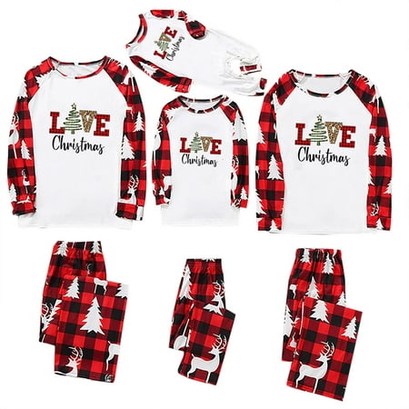 

Dezsed Matching Family Pajamas Sets Parent-child Warm Xmas Sleepwear Printed Home Wear Pajamas Two-piece Mom Set Red M