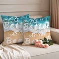 thumbnail image 3 of Pack of 2 Outdoor Pillow Covers 26x26 Inch Waterproof Summer Beach Blue Throw Pillow Covers,Decorative Couch Pillow Shams Protectors Life Is Better at The Beach Patio Pillowcases Cushion Covers, 3 of 8