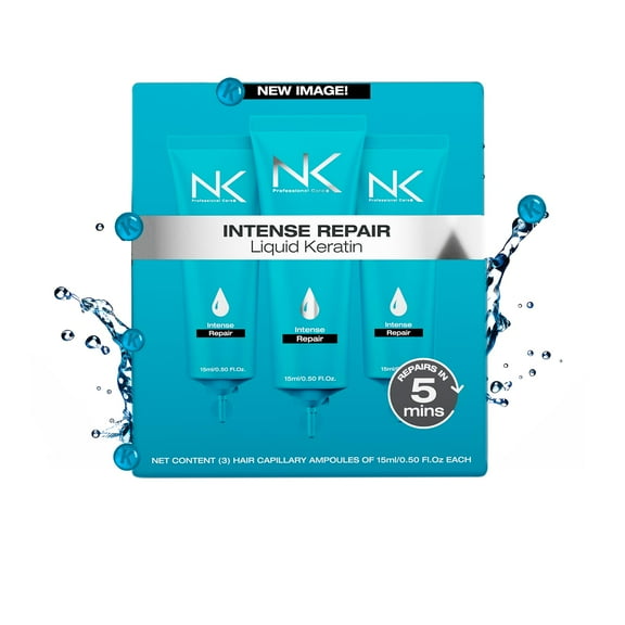 NK Professional Care Intense Repair Ampoule, 3 Pack Hair Treatment for Dry Damaged Hair, Hair Protein Treatment, Damaged Hair Repair, 15ml/ea