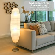 Rice Paper Floor Lamp 59-Inches Tall - Japanese Decor Standing Lamps For Bedrooms With White Paper Shade - Floor Lamps For Living Room - Rice Paper Floor Lamp For Bedroom, Dorm Room Essentials