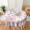 thumbnail image 5 of Pink Floral Tablecloth Round 70 x 70 Inch Chinoiserie Flowers Table Cloth Polyester Fabric Vintage Spring Summer Farmhouse Table Cover for Kitchen Party Dining Picnic Outdoor Decor, 5 of 6