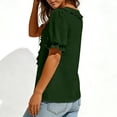 thumbnail image 6 of Ygbgbb Women's Ruffle Trim V Neck Blouses Lightweight Short Sleeve Tops Solid Casual Daily Shirts Trendy Spring Summer Outfits Green M, 6 of 7