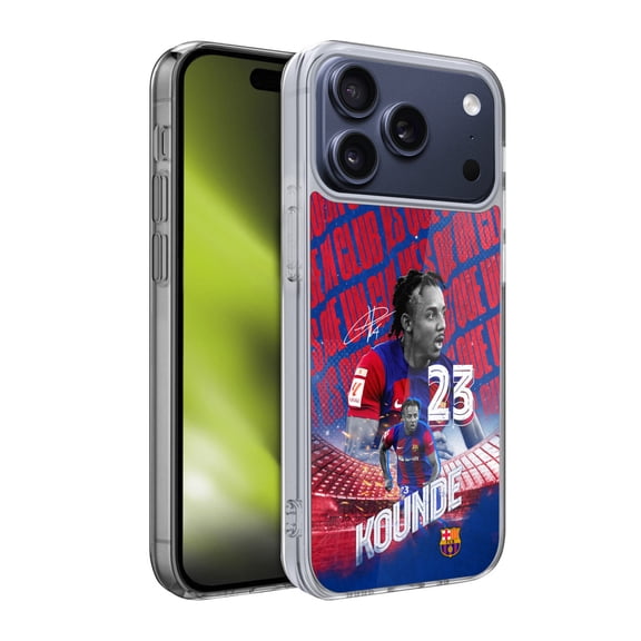 Head Case Designs FC Barcelona 2023/24 First Team Jules Koundé Soft Gel Case for Apple iPhone 17 Pro