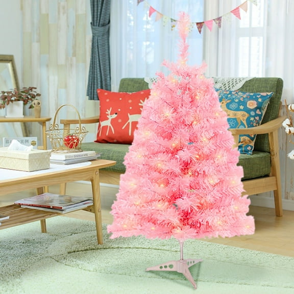 DAMAI LED Christmas Tree Hinged Spruce Artificial Holiday Christmas Tree, Artificial Xmas Pine Trees with Plastic Stand, Tabletop Xmas Tree, Christmas Table Decorations,Christmas Party Supplies