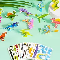 Pyaiiner 25PCS Animals Themed 3D Cartoon 4 Style Puzzles Land Animal Dinosaur Helicopter Insect DIY Cardboards Assembled Puzzle Card Set Birthday Christmas Gift